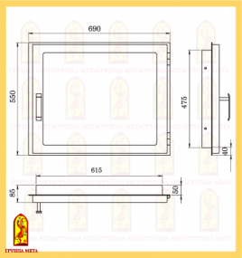 Печная дверца ДК690-1С