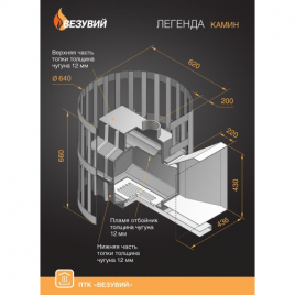 Печь ВЕЗУВИЙ ЛЕГЕНДА КОВКА 28 (205), чугунные банные