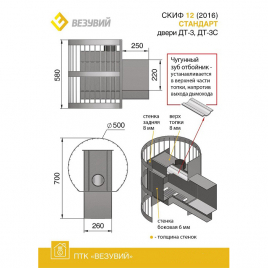 Печь ВЕЗУВИЙ СКИФ Стандарт 12 (ДТ-3), для помещения бани