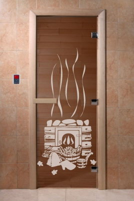 Стеклянные двери DoorWood Банька бронза, коробка ольха