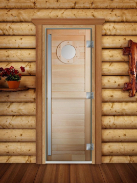 Дверь для сауны DoorWood Престиж А023 с фотопечатью, 70х190, коробка ольха