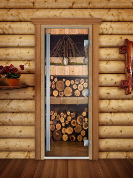Дверь для сауны DoorWood Престиж А024 с фотопечатью, 70х190, коробка ольха