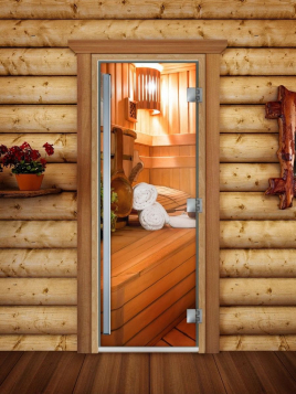 Дверь для сауны DoorWood Престиж А032 с фотопечатью, 70х190, коробка ольха