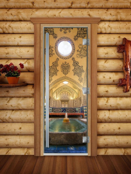 Дверь для сауны DoorWood Престиж А027 с фотопечатью, 70х190, коробка ольха