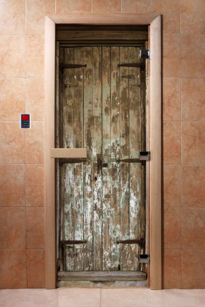Дверь для сауны DoorWood А028 с фотопечатью, 70х190, коробка ольха