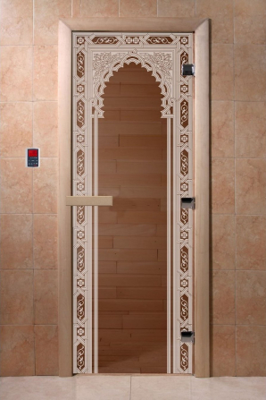 Стеклянная дверь DoorWood Восточная арка бронза, коробка ольха